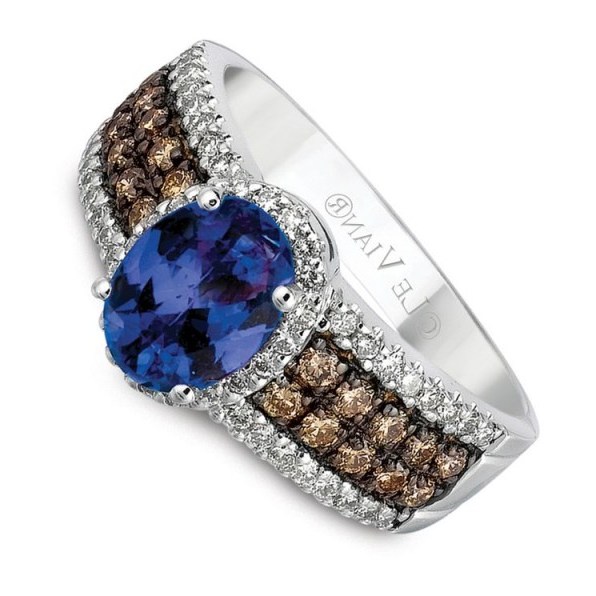 Le Vian 14ct Gold Diamond & Blueberry Tanzanite Ring ~ blue stone rings ~ diamonds ~ bling jewellery - flipped