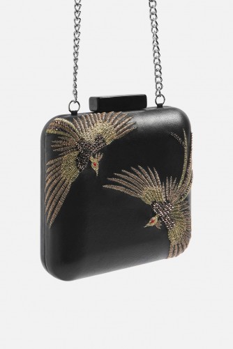 Topshop Leather Bird Boxy Clutch | embellished bags