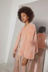 FRENCH CONNECTION LEONIE FAUX FUR JACKET | fluffy peach jackets | winter luxe