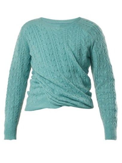 SIES MARJAN Libbie cable-knit cashmere sweater ~ twisted turquoise jumpers ~ ruched sweaters - flipped