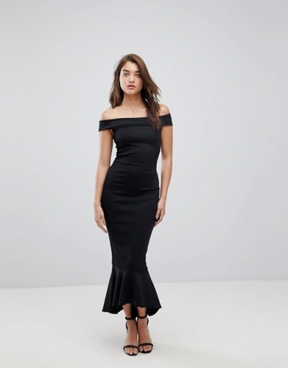 Lipsy Bardot Maxi Dress | long black off the shoulder dresses | party fashion - flipped