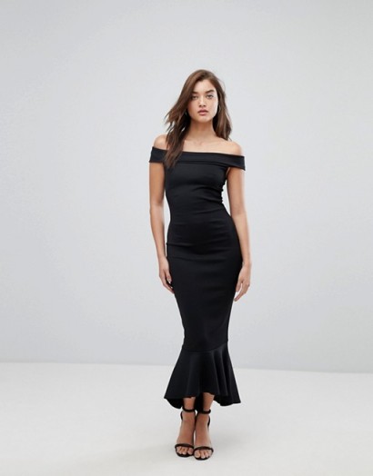 Lipsy Bardot Maxi Dress | long black off the shoulder dresses | party fashion