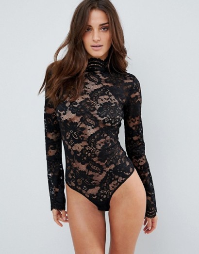 Lipsy Darcia Body | black lace bodysuits