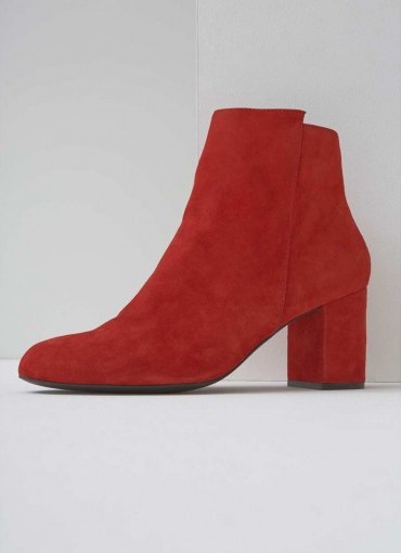 MINT VELVET LIVVY RED SUEDE BOOT / block heel ankle boots - flipped