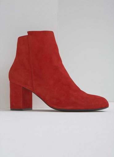 MINT VELVET LIVVY RED SUEDE BOOT / block heel ankle boots