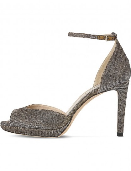 LK BENNETT Yasmin metallic heeled sandals / party shoes / ankle strap sandal - flipped