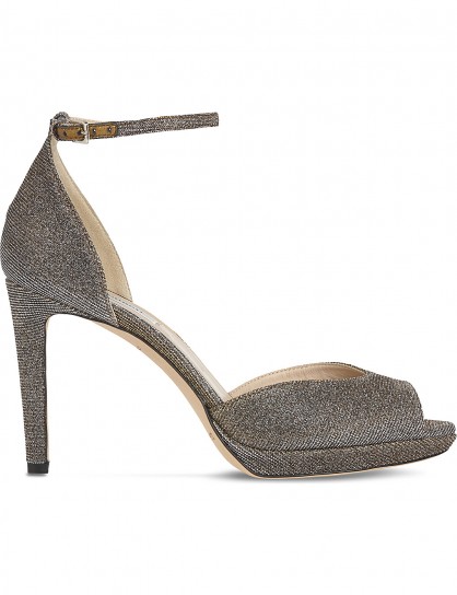 LK BENNETT Yasmin metallic heeled sandals / party shoes / ankle strap sandal