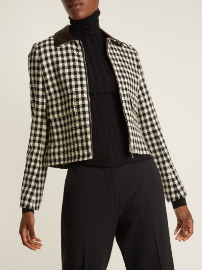 WALES BONNER Louis checked cotton-blend cropped jacket ~ black and cream crop hem jackets
