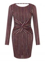 Miss Selfridge Lurex Striped Mini Shift Dress / shimmering dresses