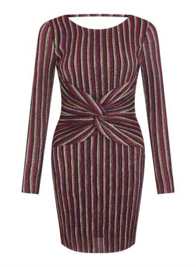 Miss Selfridge Lurex Striped Mini Shift Dress / shimmering dresses - flipped