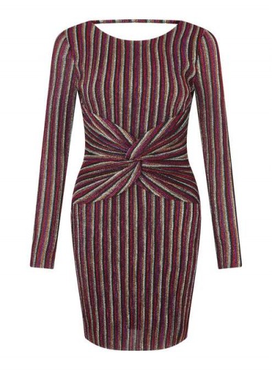 Miss Selfridge Lurex Striped Mini Shift Dress / shimmering dresses