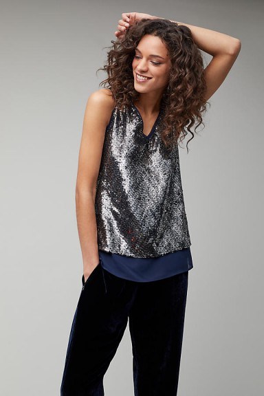 Kirei Lynsey Sequin Cami | blue layered camisoles - flipped