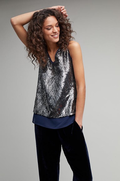 Kirei Lynsey Sequin Cami | blue layered camisoles