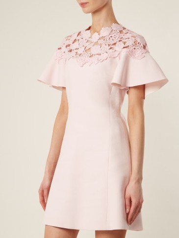 GIAMBATTISTA VALLI Macramé-trimmed fluted-sleeves crepe dress ~ perfect pink dresses ~ feminine style - flipped