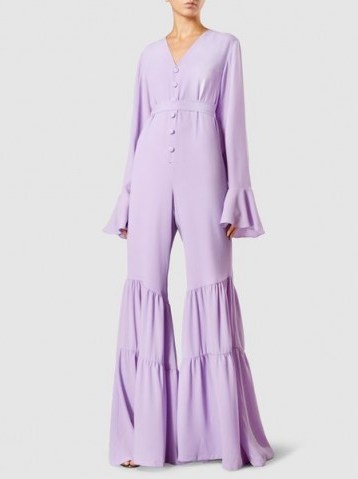 MADIYAH AL SHARQI‎ Ruffled Wide-Leg Jumpsuit ~ lilac ruffle jumpsuits ~ beautiful fashion - flipped