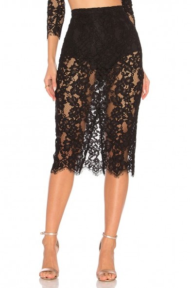 MAJORELLE RENLY SKIRT | sheer black lace pencil skirts - flipped