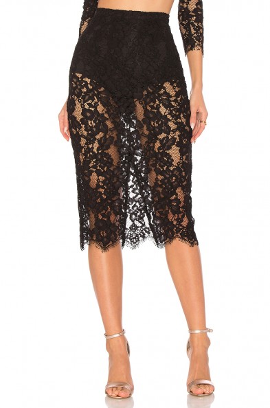 MAJORELLE RENLY SKIRT | sheer black lace pencil skirts
