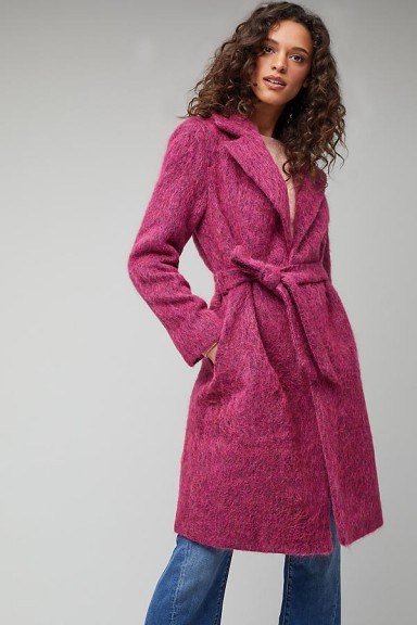 HELENE BERMAN Marin Wrap Coat / pink belted winter coats - flipped