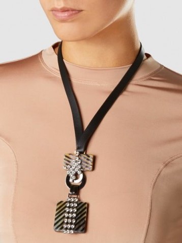 MARNI‎ Horn And Crystal-Embellished Leather Necklace ~ statement necklaces ~ contemporary jewellery - flipped