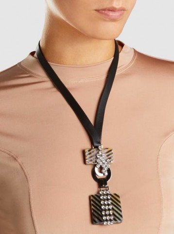 MARNI‎ Horn And Crystal-Embellished Leather Necklace ~ statement necklaces ~ contemporary jewellery