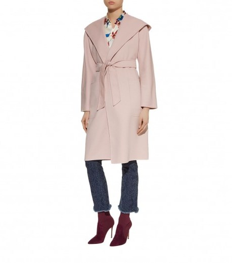 Max Mara Mozart Belted Waist Wrap Coat ~ chic pink coats - flipped