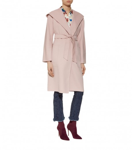 Max Mara Mozart Belted Waist Wrap Coat ~ chic pink coats
