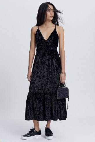 REBECCA MINKOFF MAZY DRESS | black velvet deep V-neckline dresses - flipped