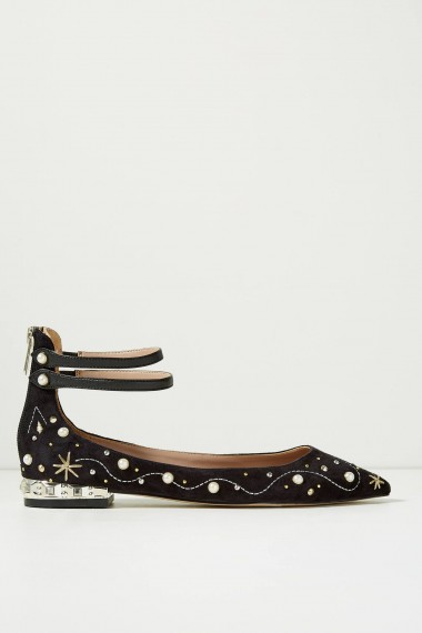 SAM EDELMAN Melodie Embellished Flats / luxury style flat shoes / duel ankle straps / pearls