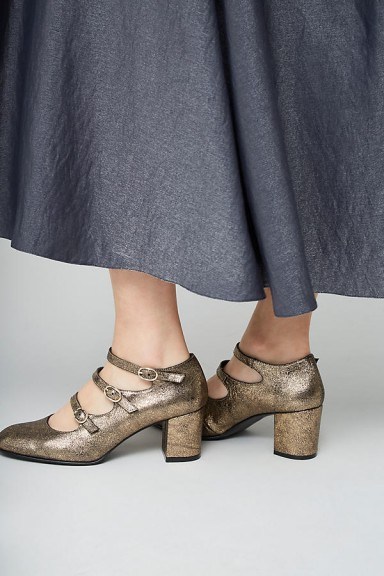 Anthropologie Melrose Metallic Mary Janes ~ shiny Mary Jane shoes - flipped