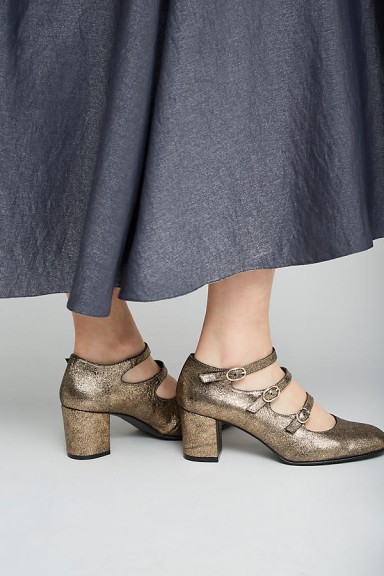Anthropologie Melrose Metallic Mary Janes ~ shiny Mary Jane shoes