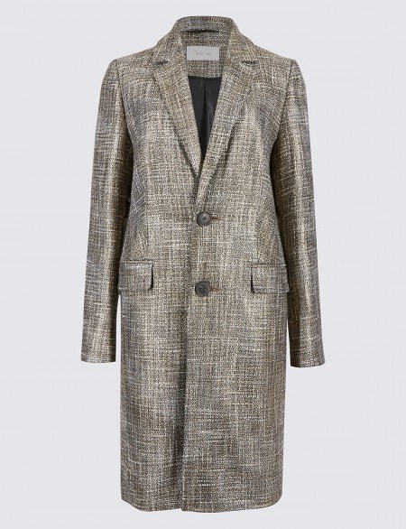 PER UNA Metallic Coat – gold tone coats – Marks and Spencer outerwear - flipped