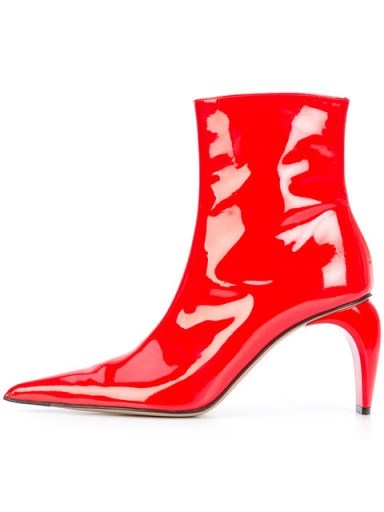 MISBHV pointed ankle boots / red patent curved heel boot - flipped