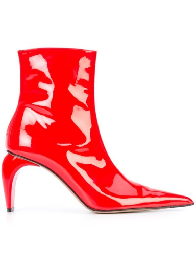 MISBHV pointed ankle boots / red patent curved heel boot