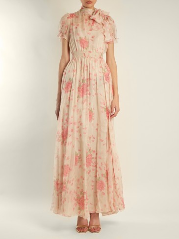 VALENTINO Neck-tie rose-print silk-chiffon gown ~ stunningly romantic gowns