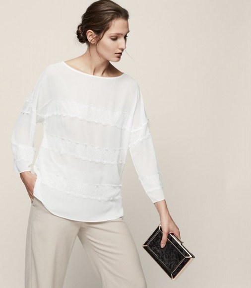 REISS NELLIE LACE PANEL TOP OFF WHITE / effortless style tops - flipped