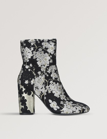 NINE WEST Corban brocade ankle boots / flowery boot / chunky heel