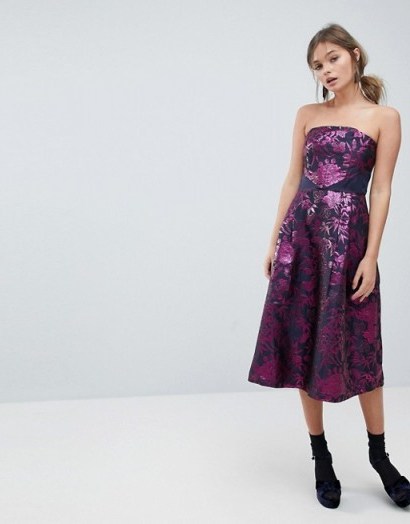 Oasis Bandeau Jacquard Skater Dress | strapless party dresses - flipped
