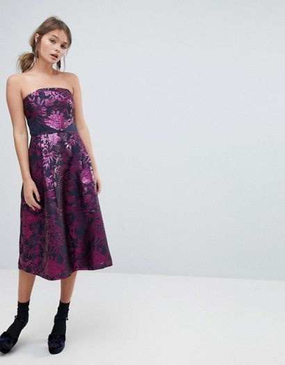 Oasis Bandeau Jacquard Skater Dress | strapless party dresses