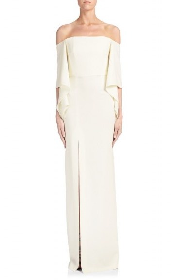 ROLAND MOURET OCTON GOWN ~ white off the shoulder gowns ~ long Christmas event dresses - flipped