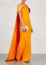 SAFIYAA Orbit embellished cape-back gown ~ dark yellow statement gowns