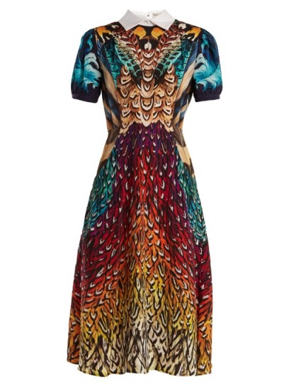 MARY KATRANTZOU Osprey silk crepe de Chine dress ~ beautiful multi prints