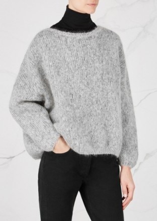 AMERICAN VINTAGE Owatonna chunky-knit mohair blend jumper ~ casual luxe ~ fluffy grey jumpers - flipped