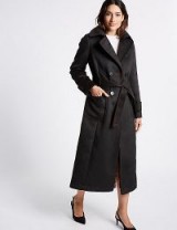 PER UNA Patch Pocket Trench Coat with Belt – black belted winter coats – Marks and Spencer clothing