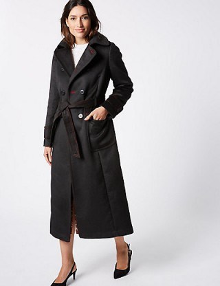 PER UNA Patch Pocket Trench Coat with Belt – black belted winter coats – Marks and Spencer clothing - flipped