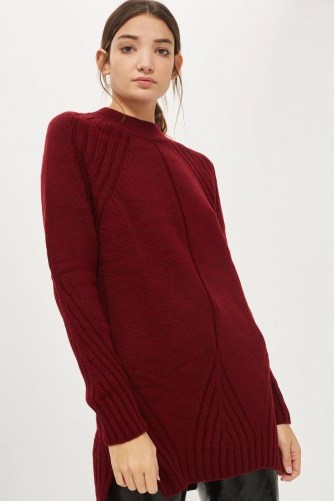 Topshop Petal Hem Grunge Dress | berry red sweater dresses | knitted tunics | winter reds - flipped