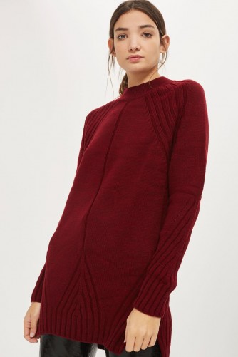 Topshop Petal Hem Grunge Dress | berry red sweater dresses | knitted tunics | winter reds