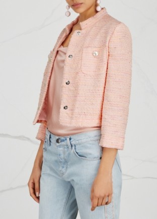 BOUTIQUE MOSCHINO Pink bouclé tweed jacket ~ chic jackets