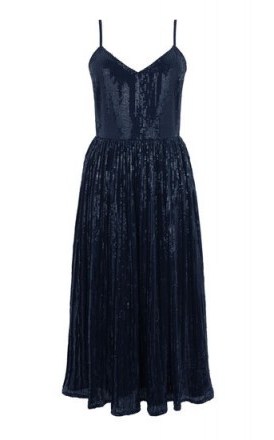 WAREHOUSE PLEATED SEQUIN CAMI DRESS – navy blue party dresses - flipped