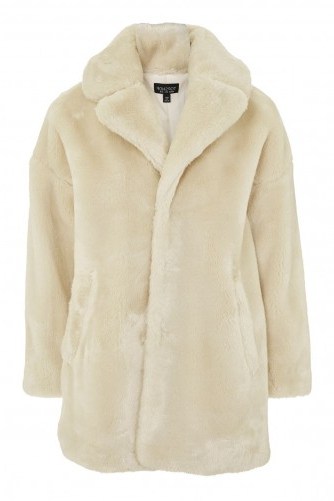TOPSHOP Polar Bear Faux Fur Coat – cream winter coats - flipped