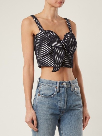 JOHANNA ORTIZ Pozole polka-dot stretch-cotton cropped top ~ bow front crop tops - flipped